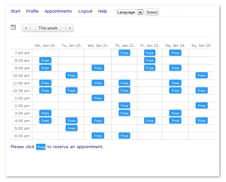 Booking Calendar Version 6