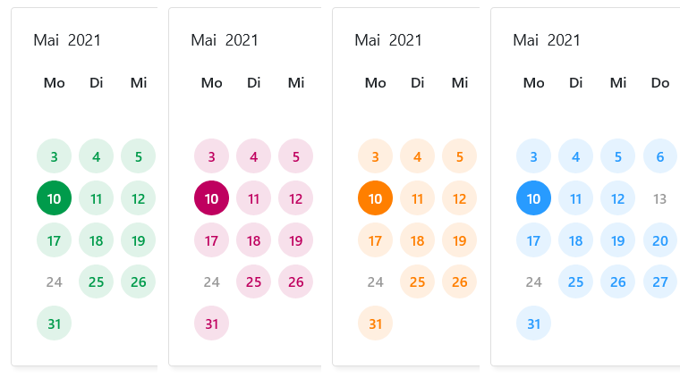 Terminbuchung verschiedene Farben