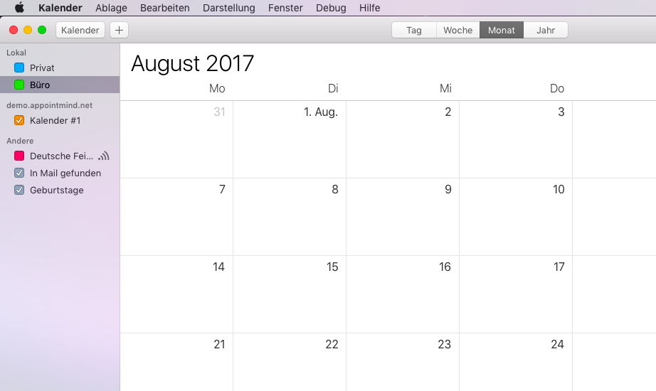 Synchronisation mit Apple Kalender - Online Terminbuchung - Appointmind