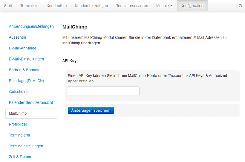 Online Terminvereinbarung MailChimp